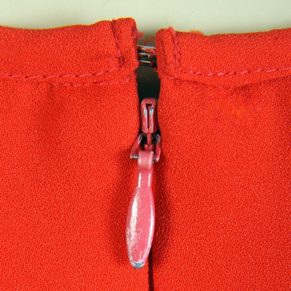 eShakti Tomato Red Fit & Flare Dress - Picture 3 of 4